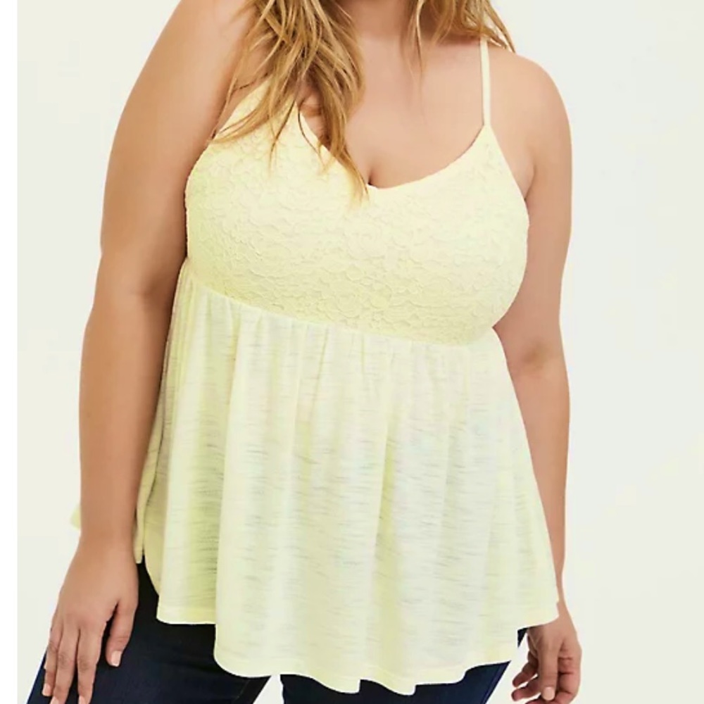 Light yellow jersey and lace baby doll Cami